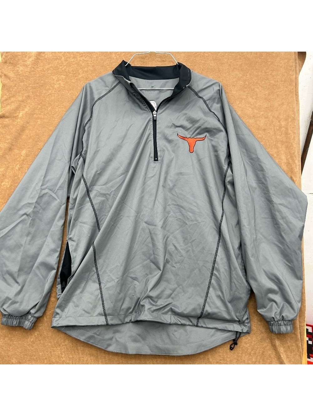Mizuno Performance Gray Pullover with Orange Logo, Men's Medium